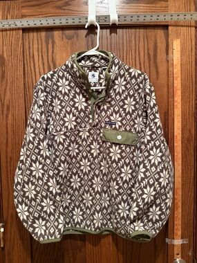 Southern Proper Green & White Snowflake Pullover with Olive Accents